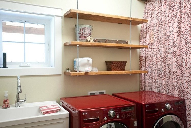 závesná stropná polica drevená umyváreň úložný drez pred okenný faucet práčky záves