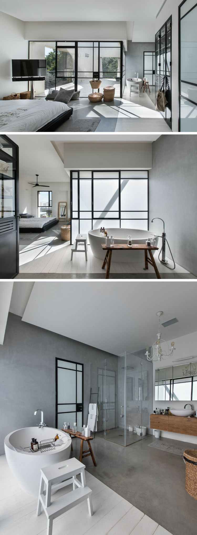 Závesná stolička-hojdačka-betón-drevo-kúpeľňa-štafle-drez-televízia