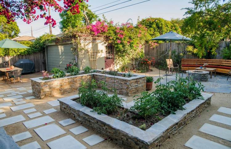 Vyvýšená posteľ z kameňa vysoká-nízka-tehla-veľká-záhradná výsadba-zelenina