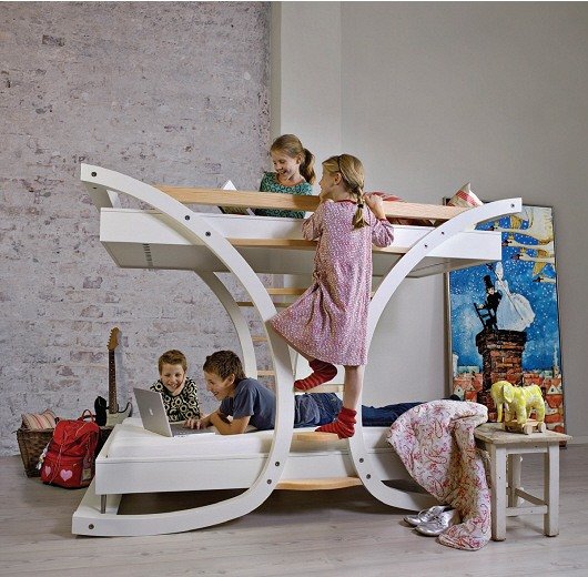 loftová posteľ pre deti mimondo dizajn biele drevo