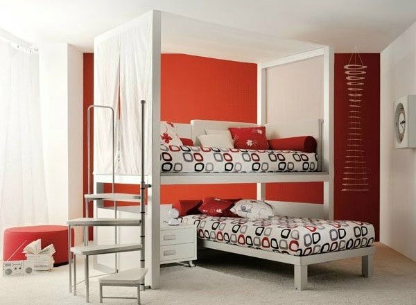 červená posteľ s baldachýnom Tumidei červený dizajn postele s baldachýnom