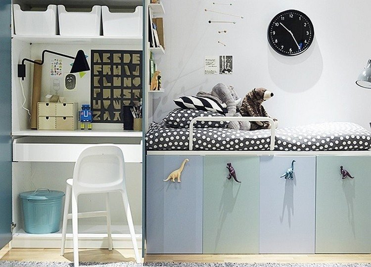 Postavte si poschodovú posteľ sami posteľ-úložný priestor-kuchynské skrinky-detská izba-ikea-hack