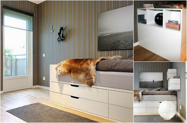 Postavte si-vlastnú-poschodovú posteľ-spálňu-posteľ-úložný-stolík-komodu