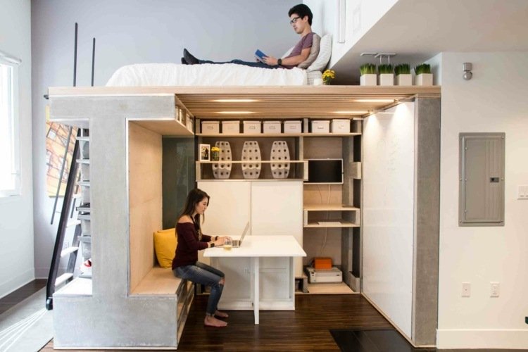 V jednoizbových apartmánoch používajte podkrovné postele pre dospelých