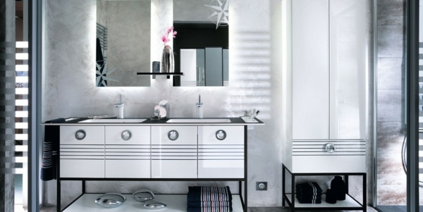 Vysoko lesklý kúpeľňový nábytok Mobalpa čiernobiely Kúpelňový nábytok vo vysokom lesku Mobalpa-čierno-biely