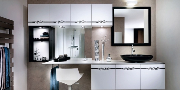 Vysoký lesk kúpeľňového nábytku mobalpa biele skrinky Kúpeľňový nábytok vo vysokom lesku biele skrinky Mobalpa