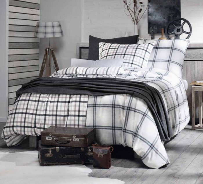 jemný flanel-kontrolovaný-ľan-bavlna-čierna-sivá-biela-nenáročný na údržbu-domáci textil-jemná niť