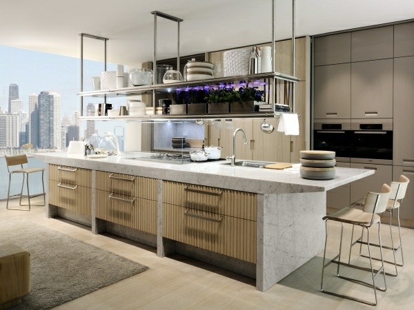 moderné dizajnérske kuchynské ostrovné rastliny