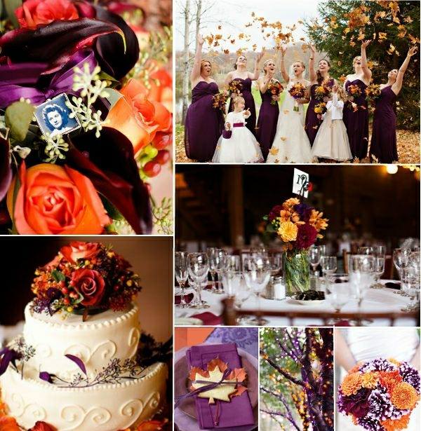 Fialové farby ako dekor na svadobných družičkách vo fialových šatách Stolná dekorácia-vo-purpurovom-retro-štýle-s kvetmi