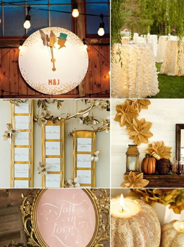 Barové stoly na jeseň svadobné retro akcenty hodiny symbolizujúce lásku Retro štýl Svadobné tekvice na svadbu