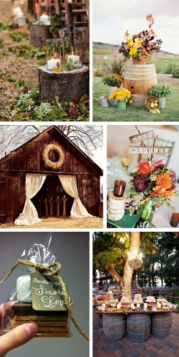 Svadobná dekorácia na jeseň do záhrady Stôl na pitie svadobnej stodoly z dreveného suda
