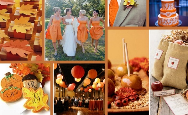 glazované jablká z ramien šaty družičky papierový lampáš Svadobná výzdoba stola na jeseň