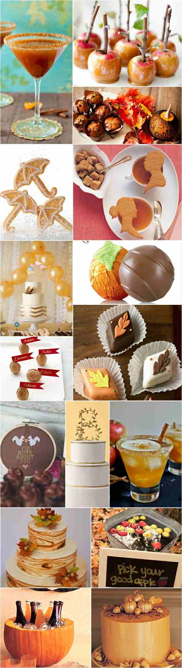 Čokolády a svadobná torta v jesenných sladkostiach a koktailoch Jedlo dekor jesenné koktaily