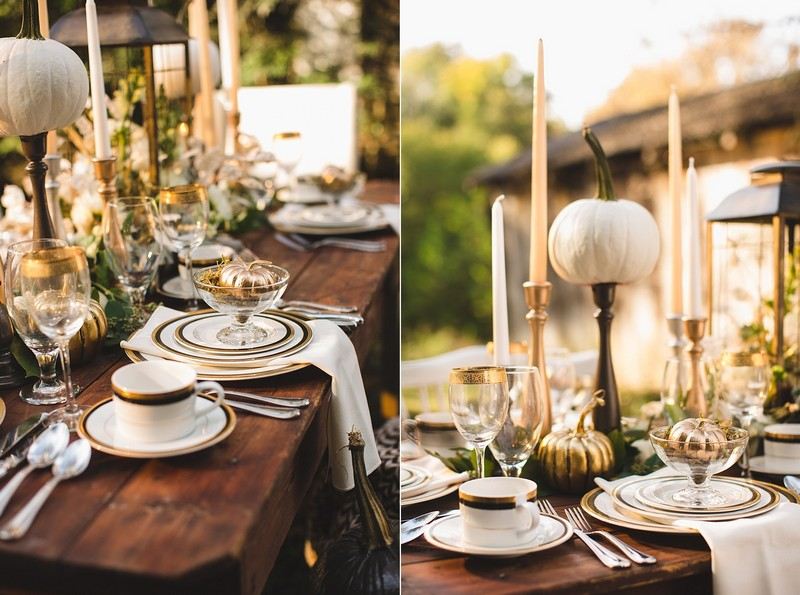 Svadobná výzdoba-nápady-jeseň-biele-zlaté-tekvica