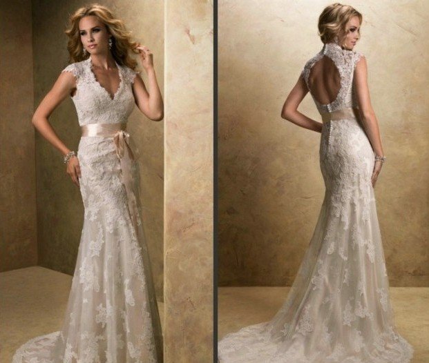 šaty nevesta čipka bez chrbta moderná šik