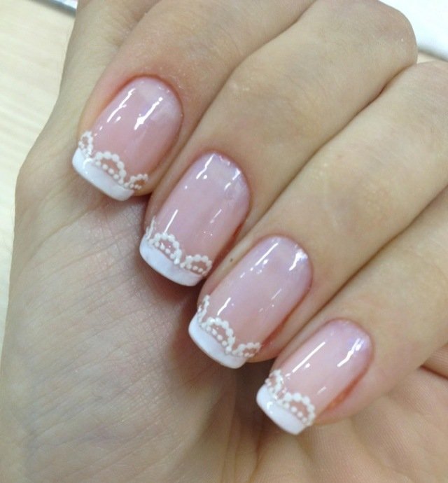 svadobné nechty dizajn prirodzený vzor francúzskych bodov svadobné nechty myšlienka samozrejme francúzsky bodový vzor