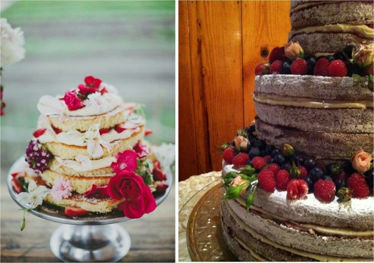 Vrstvená svadobná torta na stojan na tortu Upečte si vlastnú svadobnú tortu ovocie bobule smotanová čokoláda