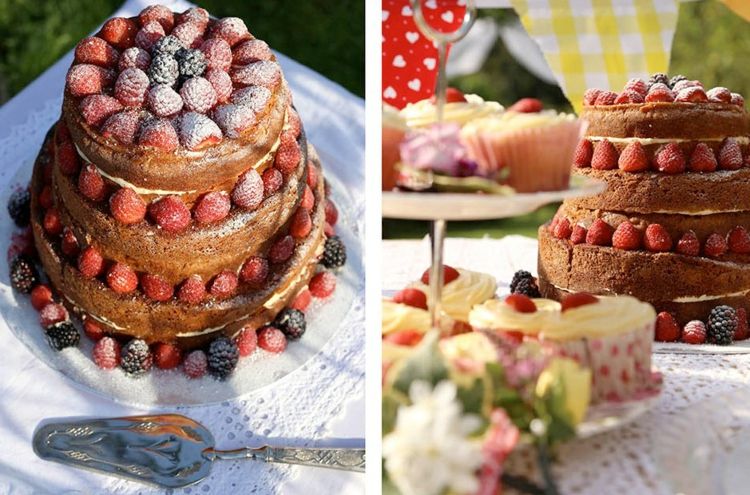 Upečte si chutnú svadobnú tortu sami a ozdobte ju bobuľami Svadobná torta ovocný koláč krémy upiecť krémové bobule