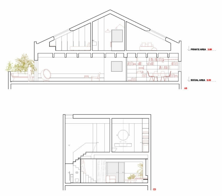 Vysoké okná pre prístup na balkón - bočný pohľad vysoké okno bočný pohľad duplex balkón strešná terasa