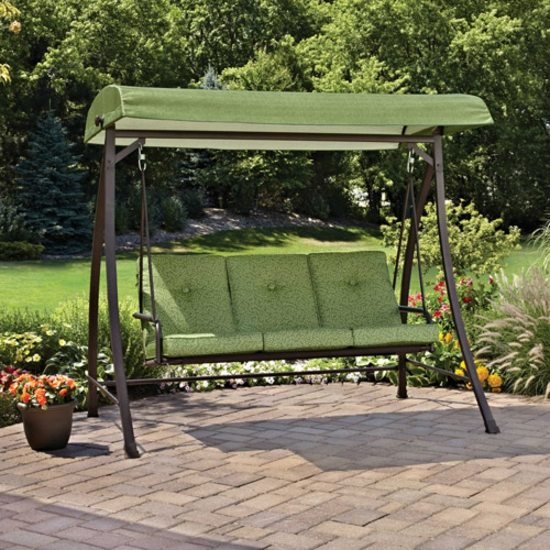 kovová romantická hojdačka na verande Kovová hollywoodska hojdačka do obývačky