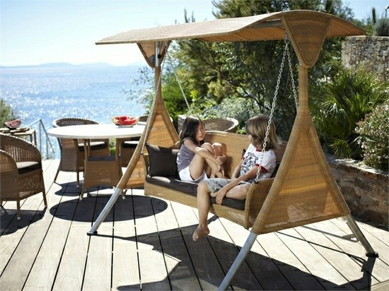Záhrada s nápadmi na dizajn hollywoodskej hojdačky Swing design nápady záhrada