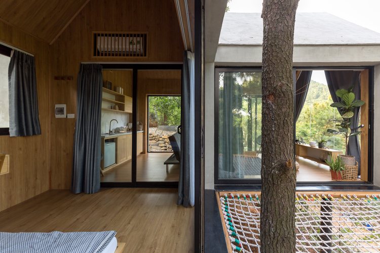 drevená stena budova prázdninový dom moderná klimatizácia