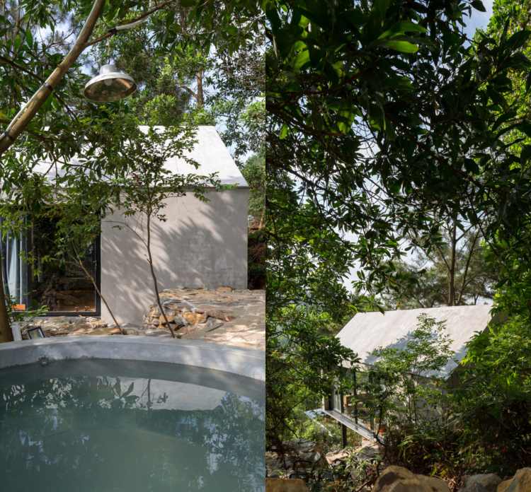 drevená stena jaccuzzi terasa z prírodného kameňa