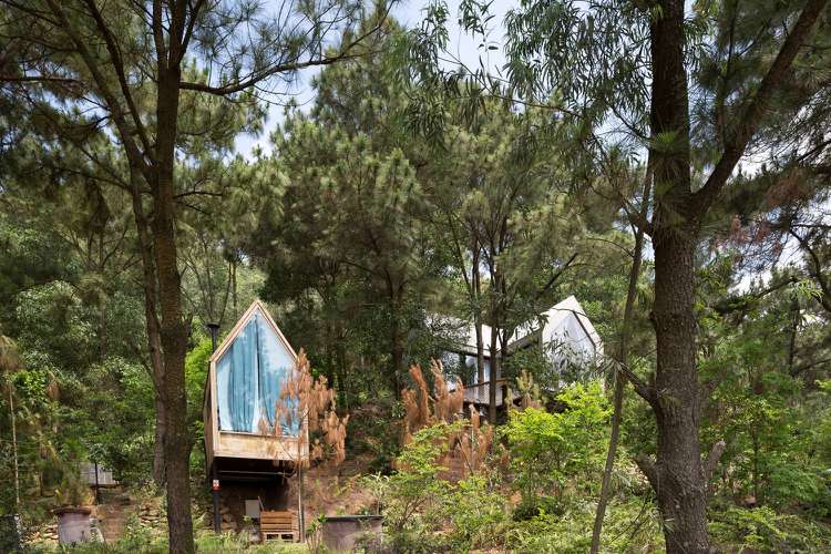 drevená stena budova domu sedlová strecha fasáda dokončená nová budova