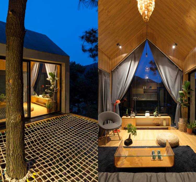 drevený stenový záves na ochranu osobných údajov prázdninový dom