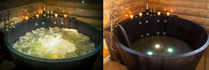drevená vaňa khi prírodná vírivá kúpeľňa