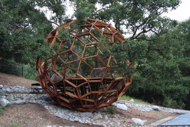 Záhradný domček s medom, strom, strom, zarastený dizajnom