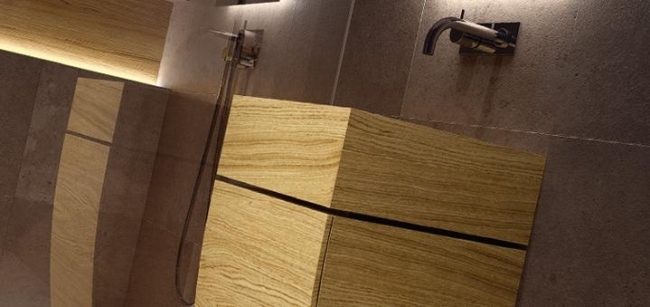 Svetlé drevo v umývadle do kúpeľňového nábytku-jedinečný dizajn dreva Umývadlo v štýle svetlého nábytku do kúpeľne-Unikátny dizajn dreva v Poľsku