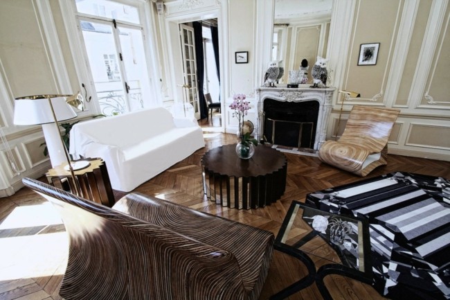 eklektický krbový stôl do obývačky