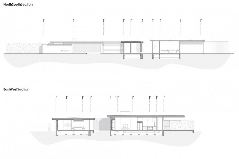Drevo-prírodný kameň-plochá strecha-lesný dom-vidiecky dom