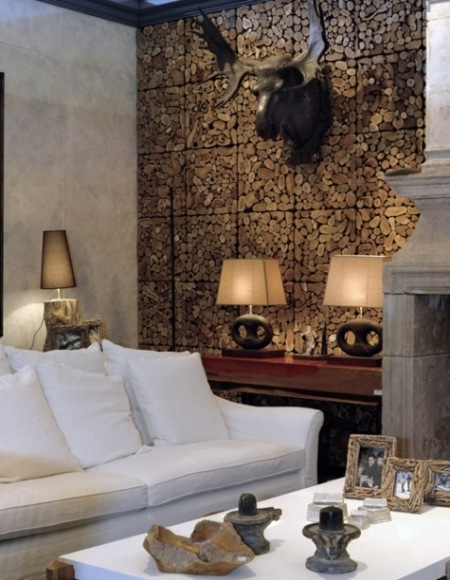 Interiérová kabína drevených panelov do obývačky Nápady na nábytok drevené panely biela pohovka