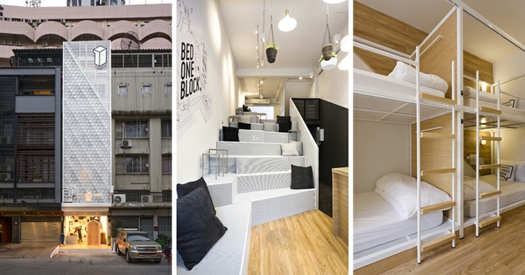 drevený obklad na stenu hostel-bangkok-thajsko-moderné