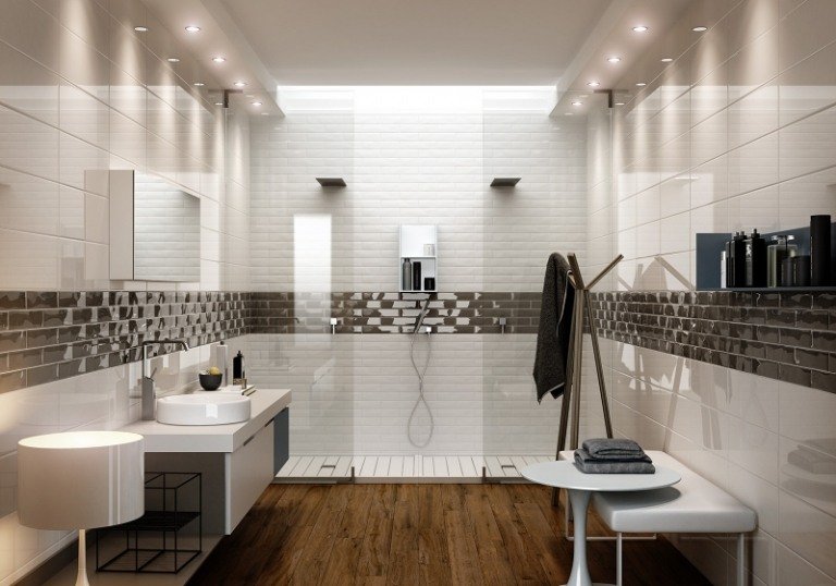 Drevená podlaha-kúpeľňa-masívna buková drevená doska-keramická dlažba