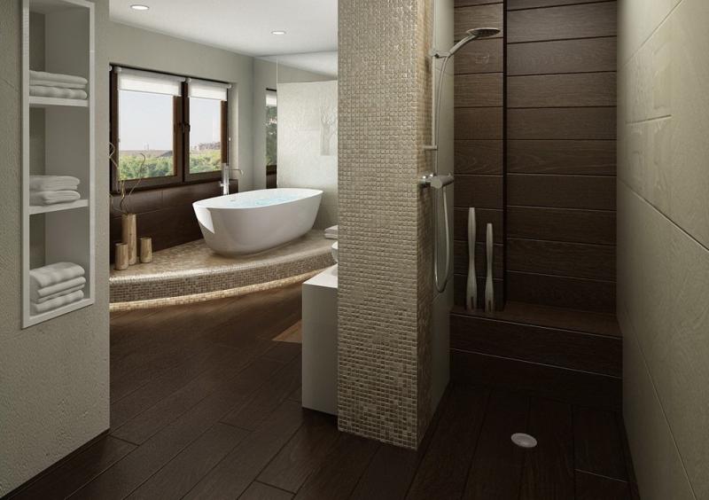 Drevená podlaha-kúpeľňa-tmavý-orech-tvrdé drevo