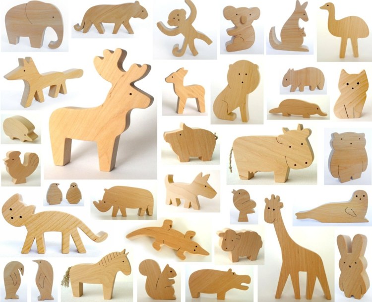 Kolekcia drevených zvierat