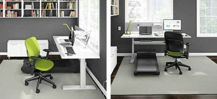 Cvičenie v domácej kancelárii na bežiacom páse stôl domáca kancelária fitness zariadenie bežecký pás idea zdravie