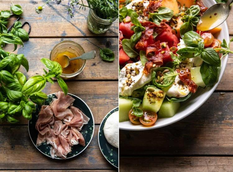 Medové melónové recepty so šunkou prosciutto a cherry paradajkami