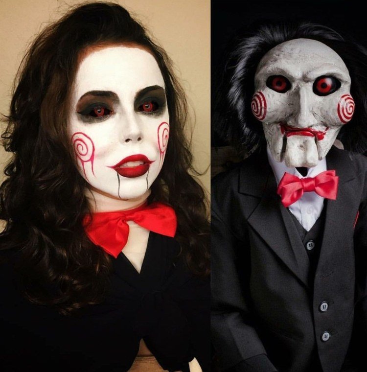 hororový kostým videl nápad na Halloween, urobte sa lacným