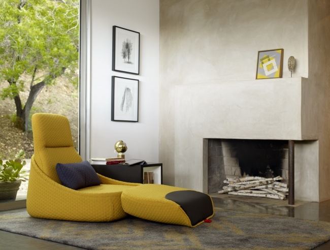 žlté Hosu kreslo rozkladací krb komfortné jednosedadlo