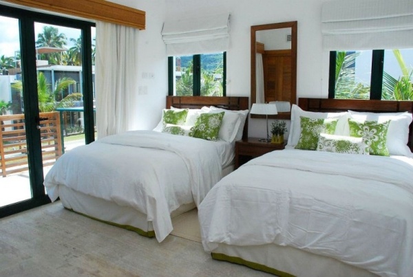 Vznešené prázdninové vily Samana vo farbách spálne Vznešené prázdninové vily Samana spálne v sviežich farbách