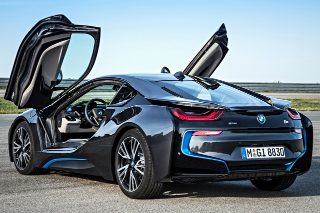 Nožnicové dvere BMW i8 hybrid hybrid, športovo -čierne