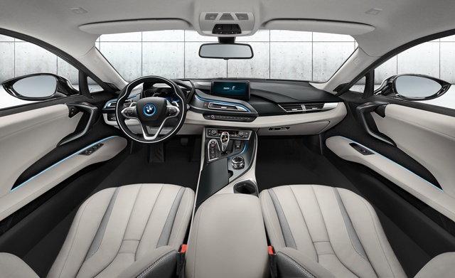 Stredná konzola s výhľadom na izbu BMW-i8 Hybrid Sportsman