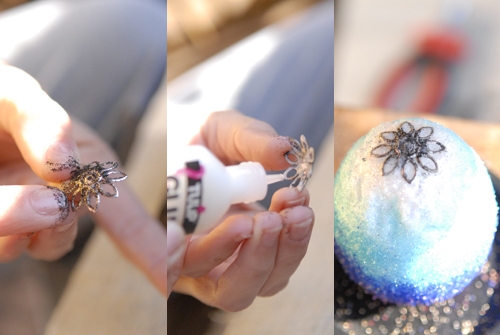 Nápad na veľkonočné ručné práce staré šperky lepidlo veľkonočné vajíčko