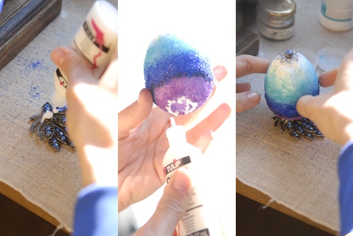 Idea veľkonočnej faberge vajíčka brošňa stojan na vajíčko