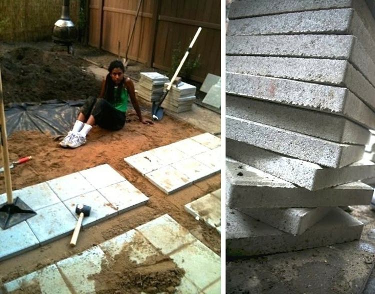 Myšlienka záhradného dizajnu - betónové dosky sú položené na piesok nápad-záhradný dizajn-piesková dlažba-pokládka-škáry-originál-diy-návod
