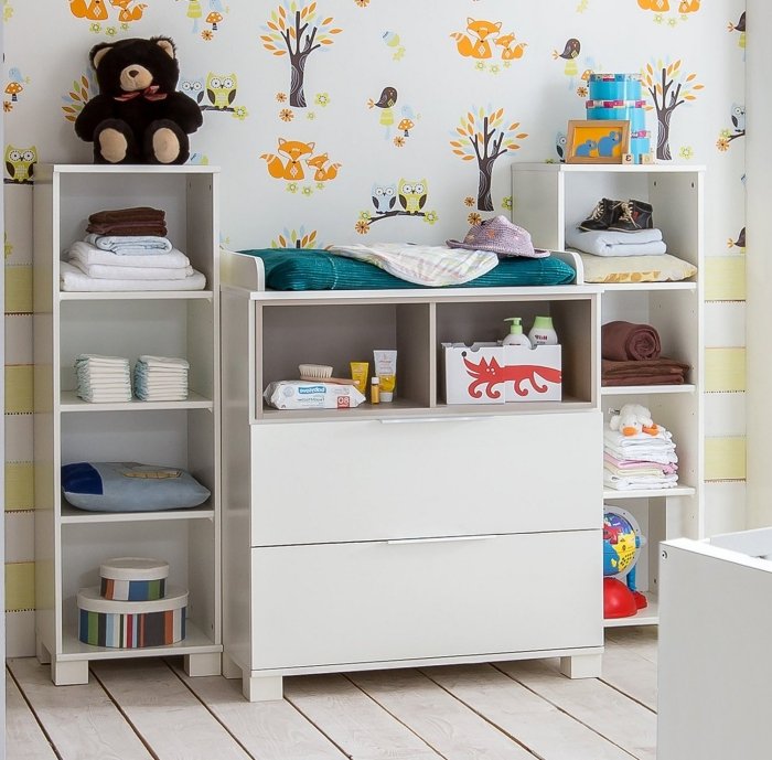 Prebaľovací pult, prebaľovací pult, vysokohorská bielo-piesková sivá zásuvka vpredu